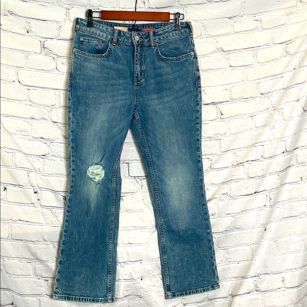 Anthropologie Pilcro Distressed Straight Leg Blue Jeans Size 29